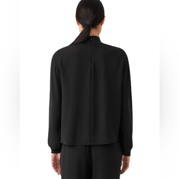 NWT Eileen Fisher Silk Georgette Crepe Mock Neck Top Size M - Picture 3 of 7